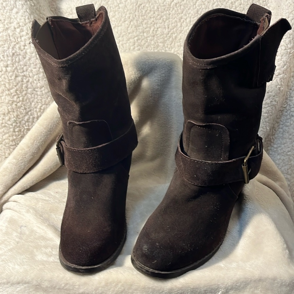 DV by  Dolce Vita Brown Buckle Boot with Block Heel